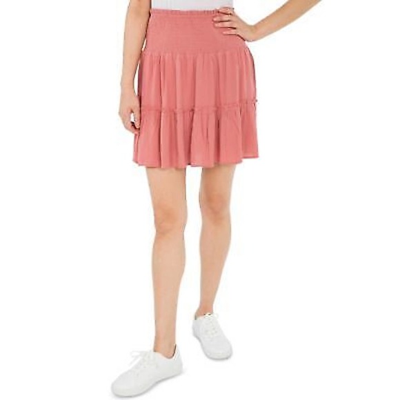 Hippie Rose Juniors' Floral-Print Pull-On High-Waist Mini Skirts Pink M, $39 NWT - Picture 2 of 4